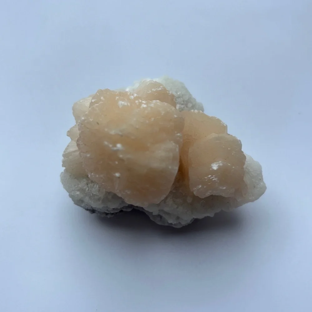 Peach Stilbite Cluster on White Matrix | 5.3 oz Natural Crystal Specimen